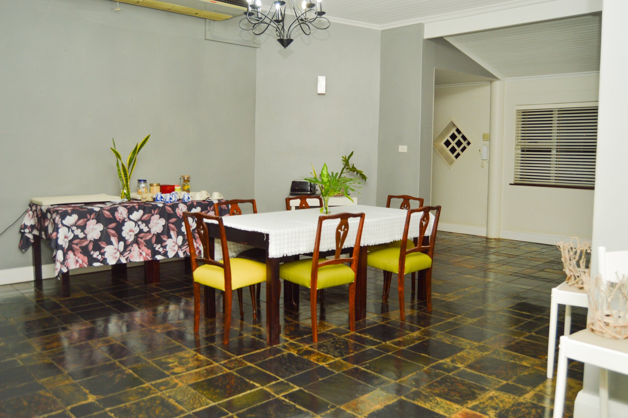 Dining room set for the evening at Yellowwoods