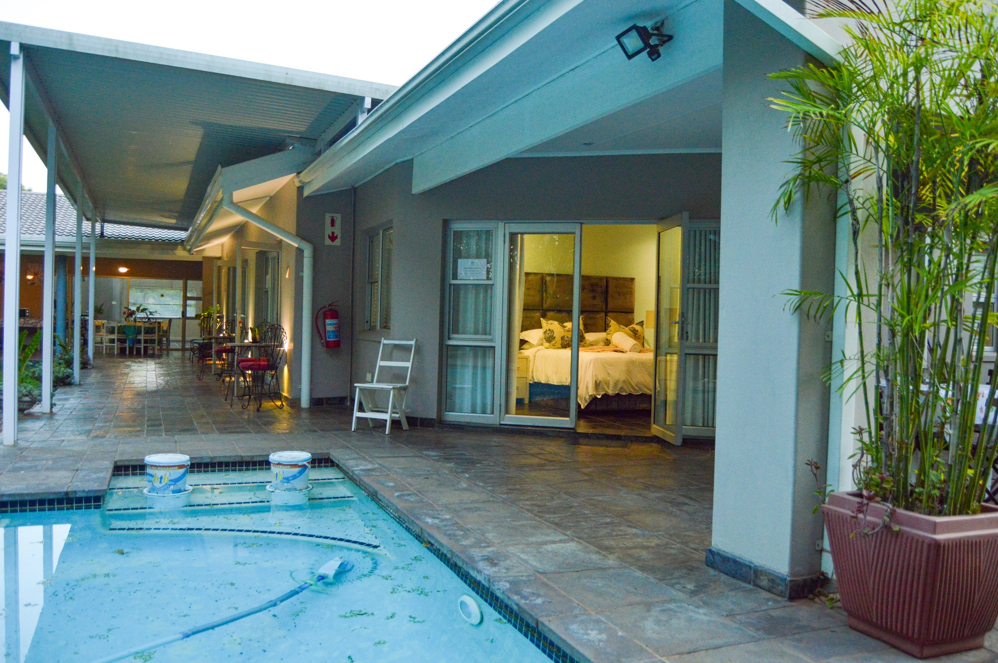 Pool deck and loungers in the afternoon at Yellowwoods